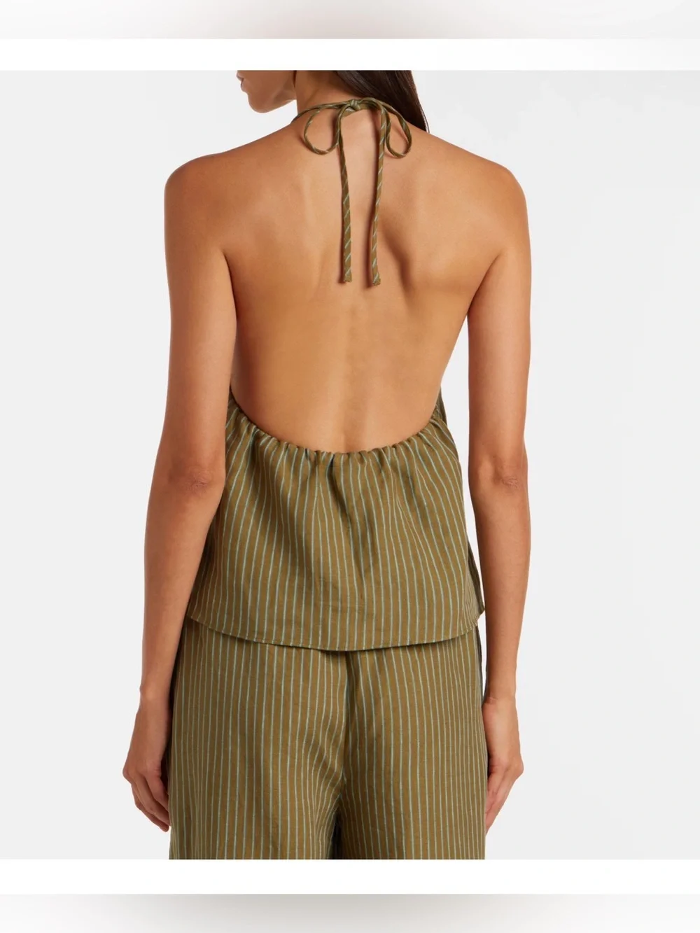 NWT STAUD Corso Linen Top + Paddle Shorts Set Porto Stripe Size S
